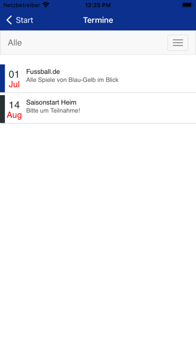 SV Blau-Gelb Frankfurt e.V. Screenshot