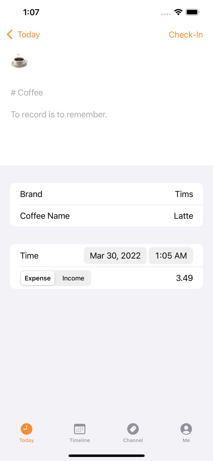 TinyDay - Diary via Check-in