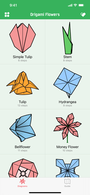 ภาพหน้าจอของ Origami ดอกไม้