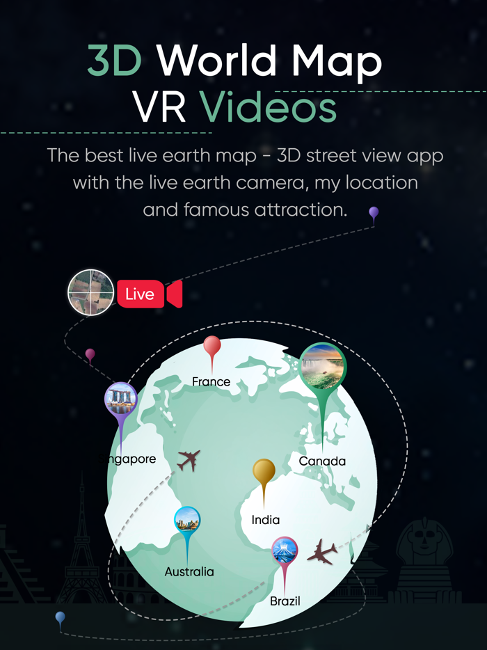 3D World Map  Famous Places