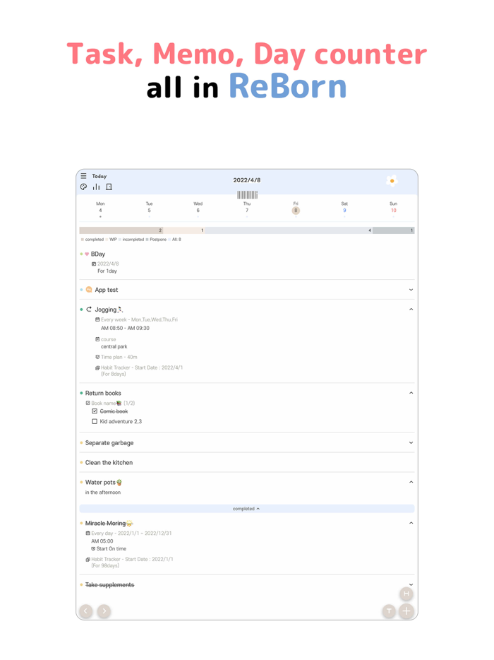 ReBorn - Task and To-do list