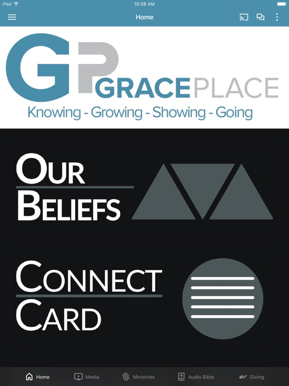 Grace Place Baptist Church iPad screenshot 1 - Education app
