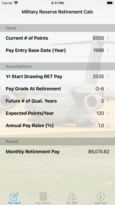 Military Reserve Retirement Screenshot
