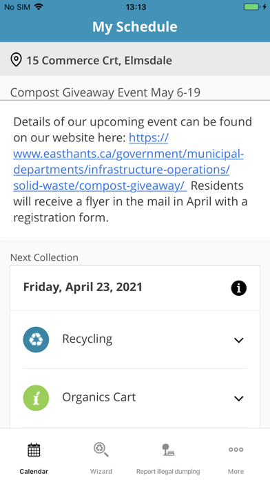 East Hants Waste Wizard Screenshot