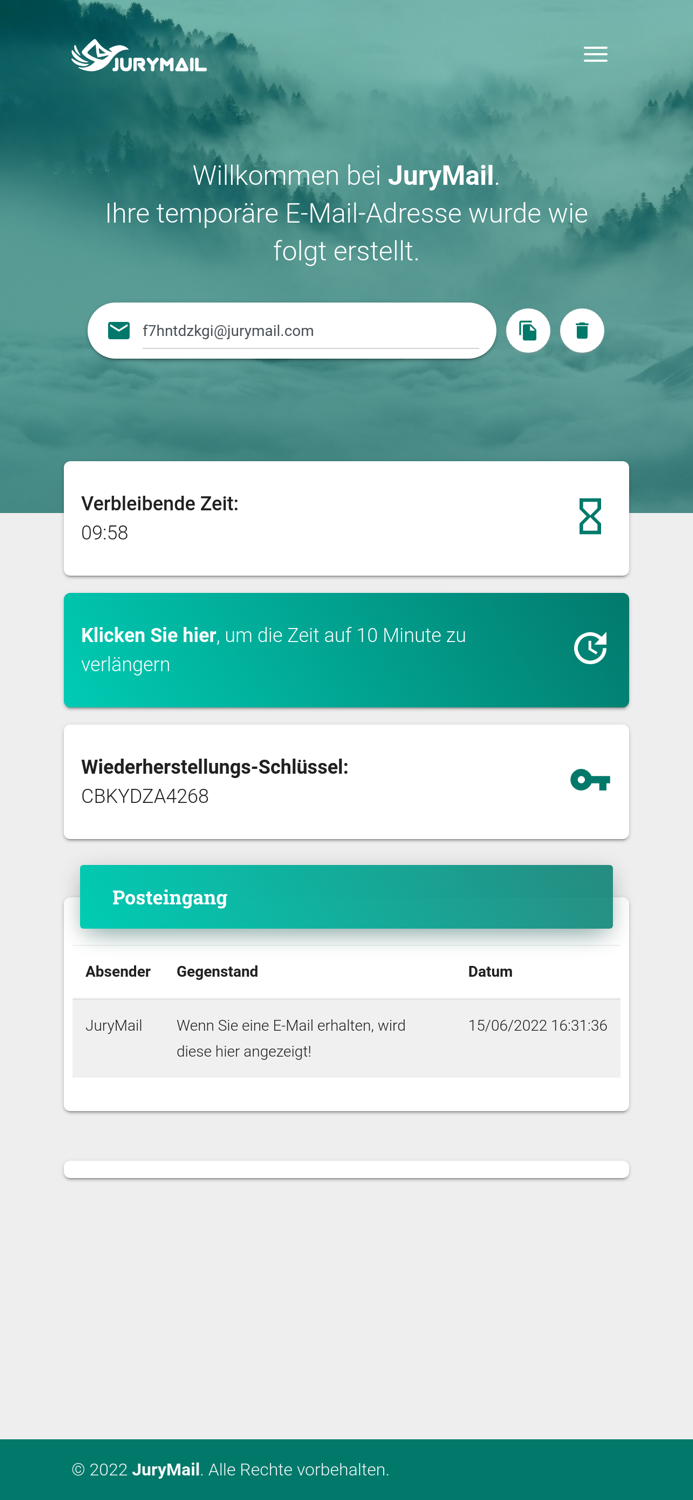 10 Minute Temp Mail  JuryMail