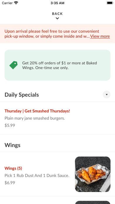 Baked Wings Screenshot