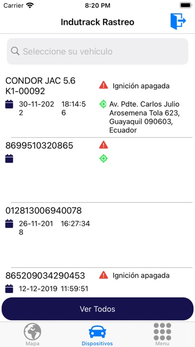 Indutrack rastreo satelital Screenshot