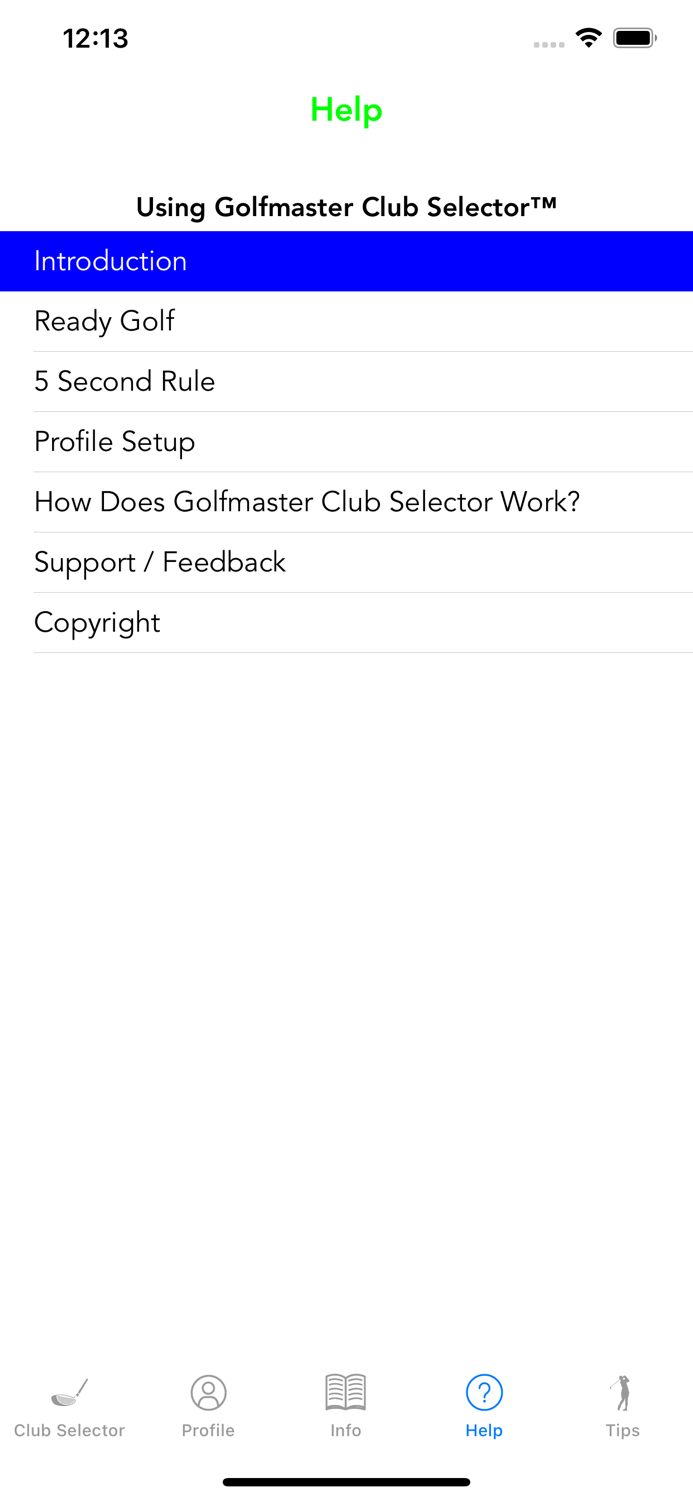 Golfmaster Club Selector