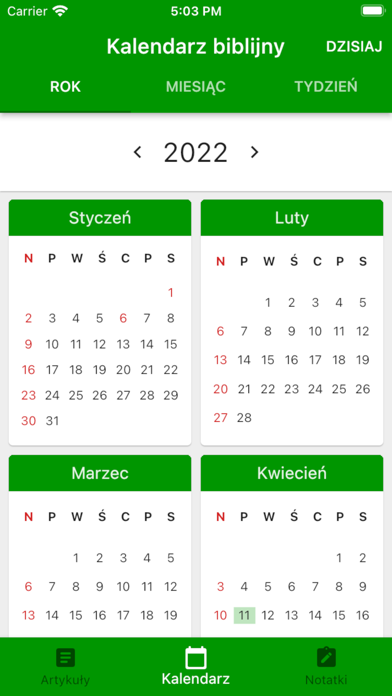 Kalendarz biblijny Screenshot