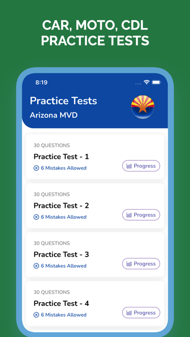 Arizona AZ MVD Permit Test Screenshot