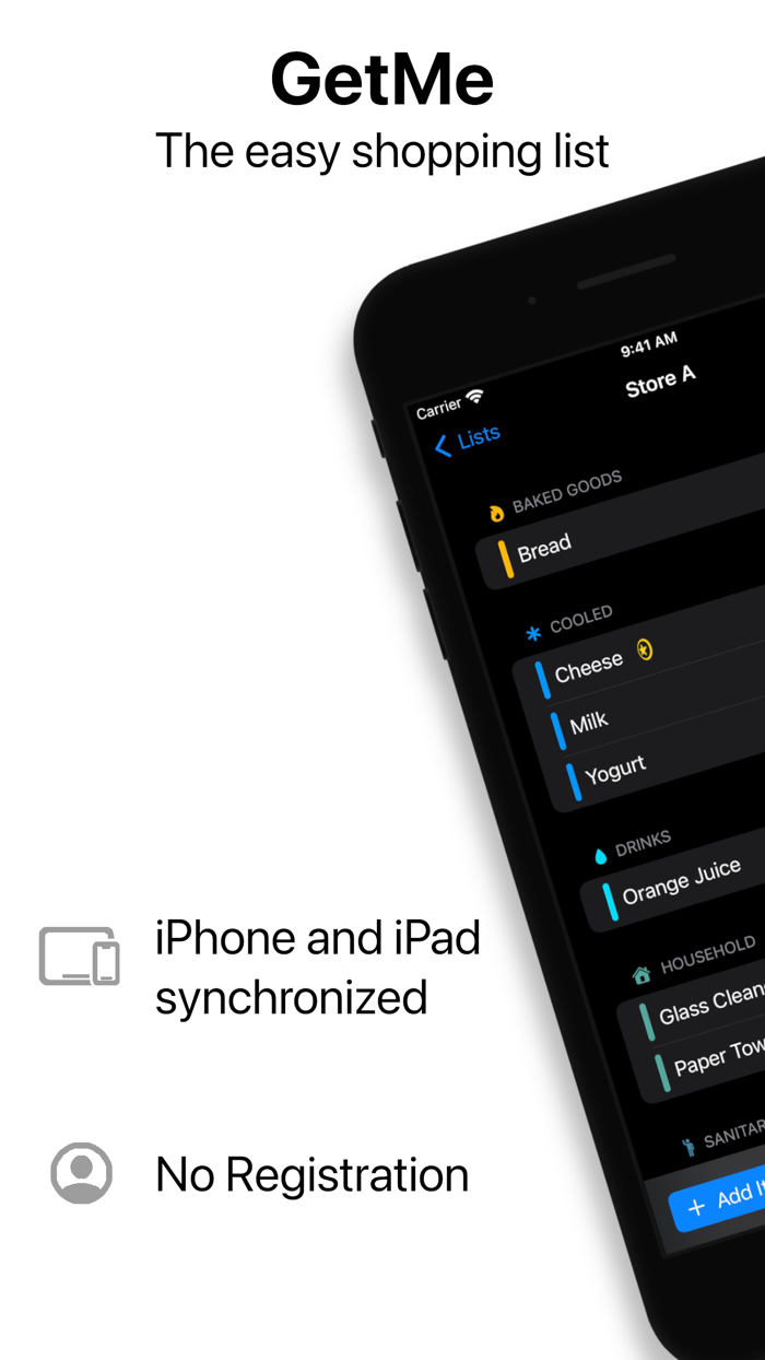 GetMe - Grocery Shopping List