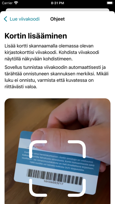 Kirjastokortti Screenshot