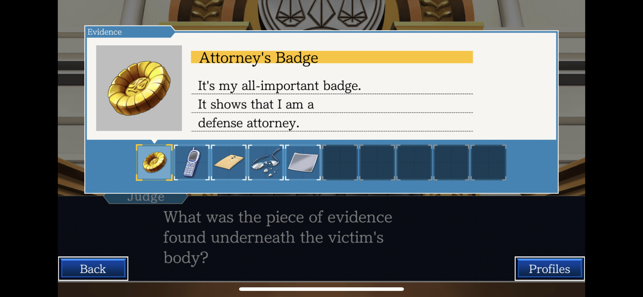 Captura de tela da trilogia Ace Attorney