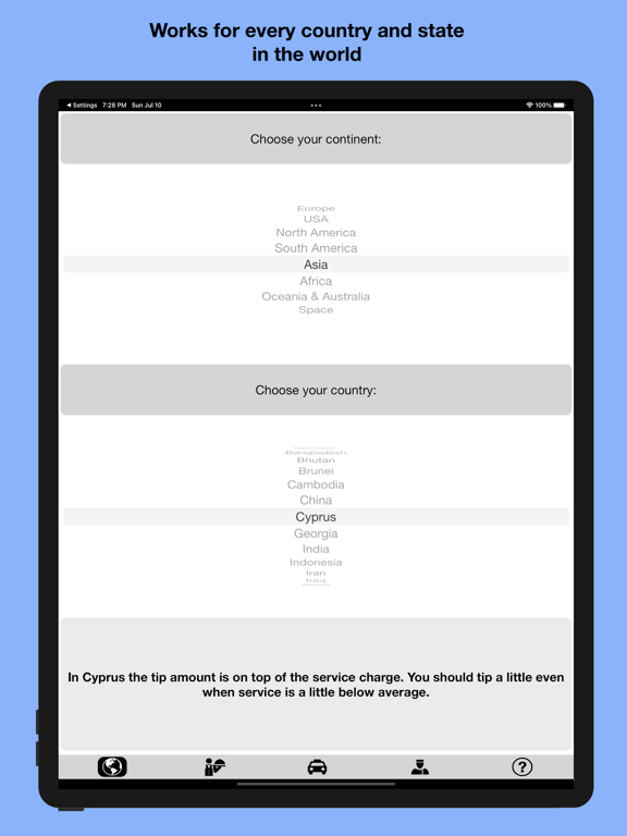Ultimate Travel Tip Calculator iPad screenshot 4 - Travel app