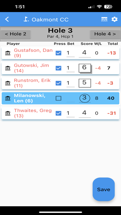 Golf Bank App Screenshot