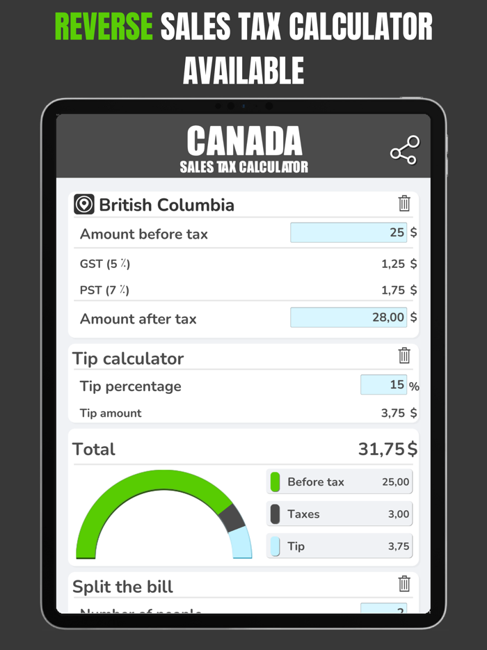 Canadian Sales Tax Calculation