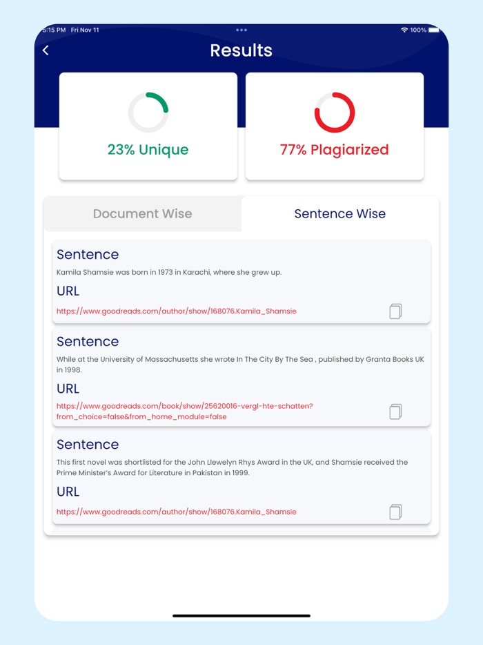 Plagiarism Checker with Report