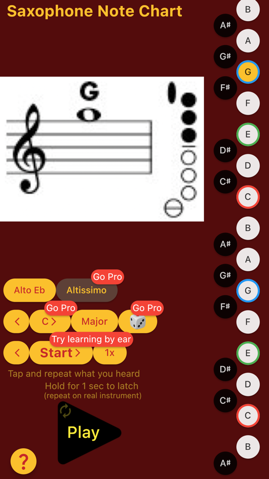 #3. Saxophone Note Chart (iOS) 由: Oleg Sokolov