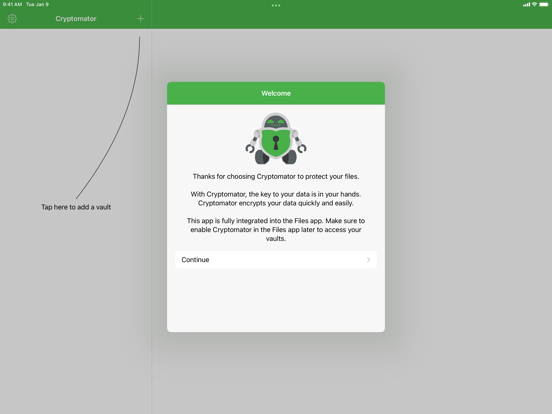 Cryptomator iPad app afbeelding 1