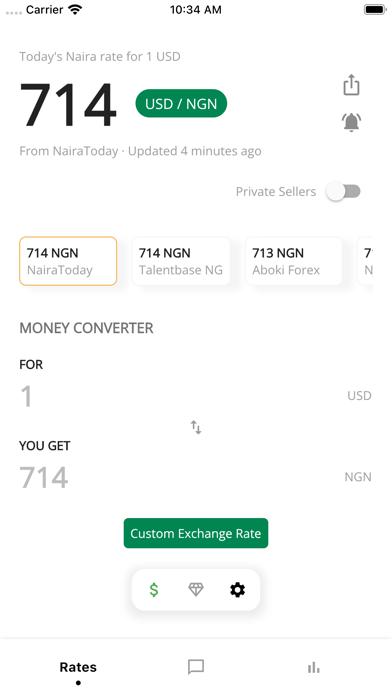 Naira to Dollar Exchange Rate Screenshot