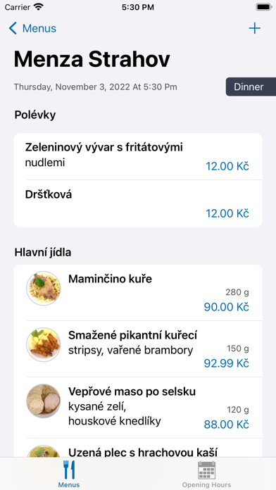 Menzy ČVUT Screenshot