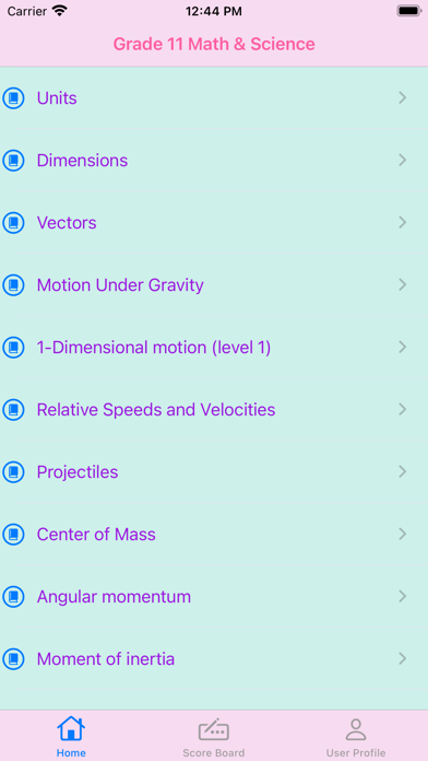 Grade 11 Math & Science Screenshot