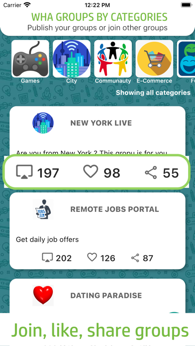 Wha Groups by Category Screenshot