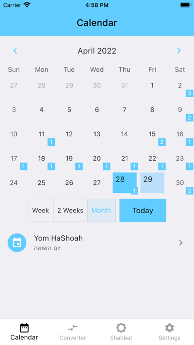 Screenshot #1 pour Jewish Calendar Dates