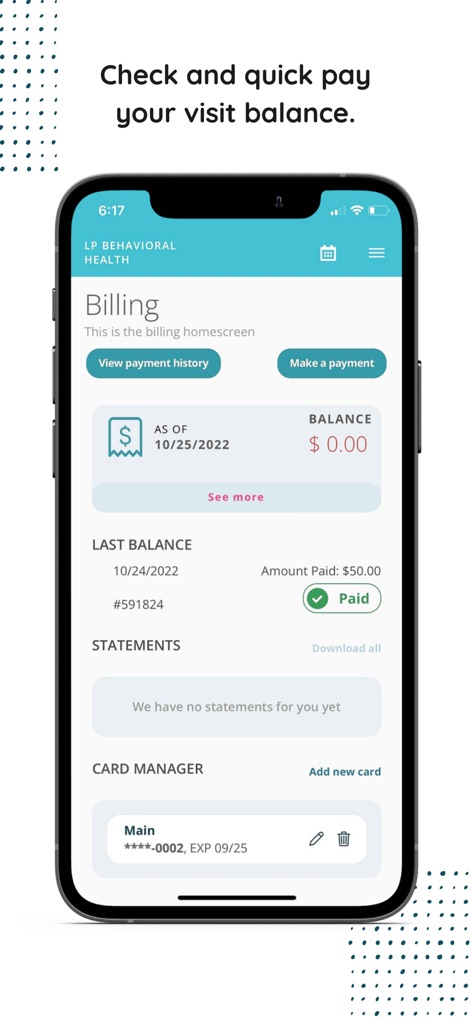 MYIO - This section offers a clear financial overview, enabling users to view their current balance and securely manage stored payment methods within the 'Card Manager'.