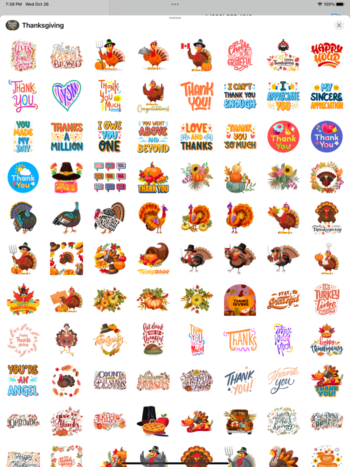 100 Thanksgiving Day Stickers