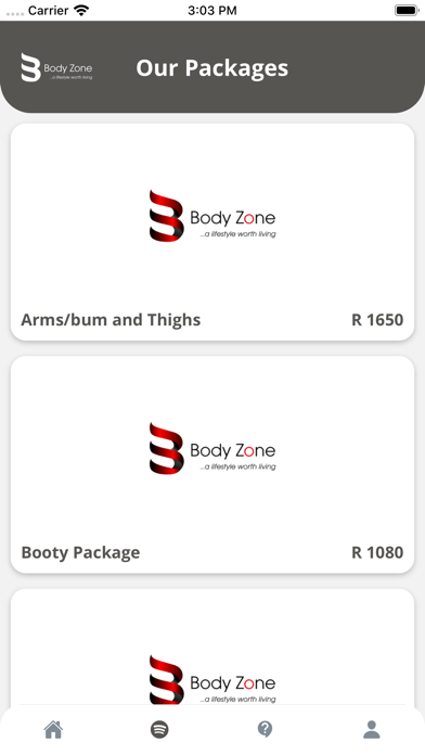 Body Zone App Screenshot