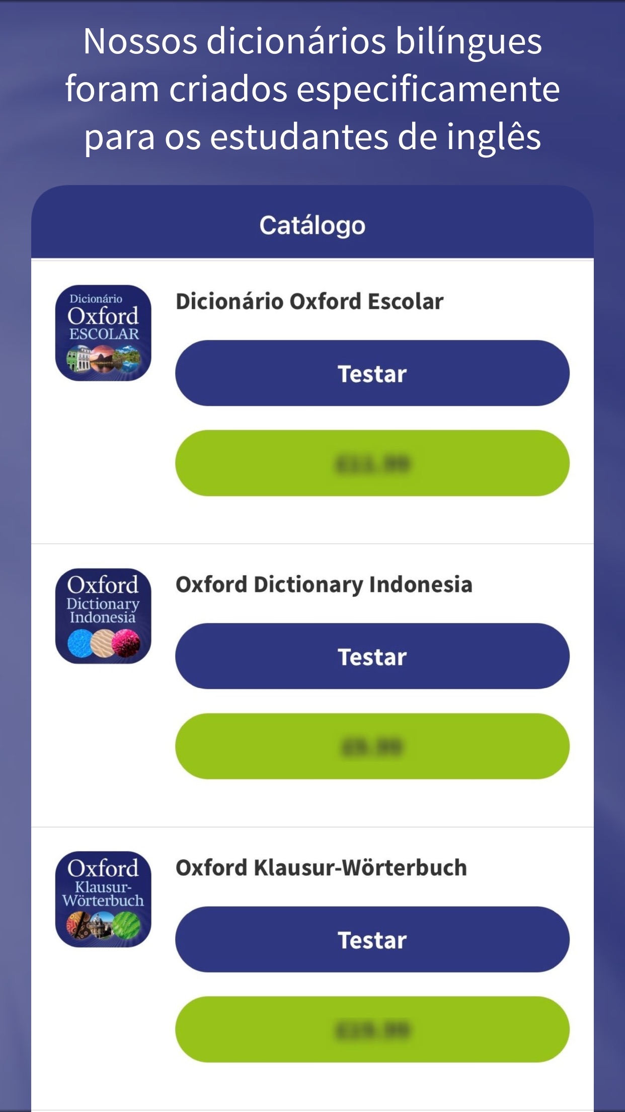Screenshot do app Oxford Learner’s Dictionaries