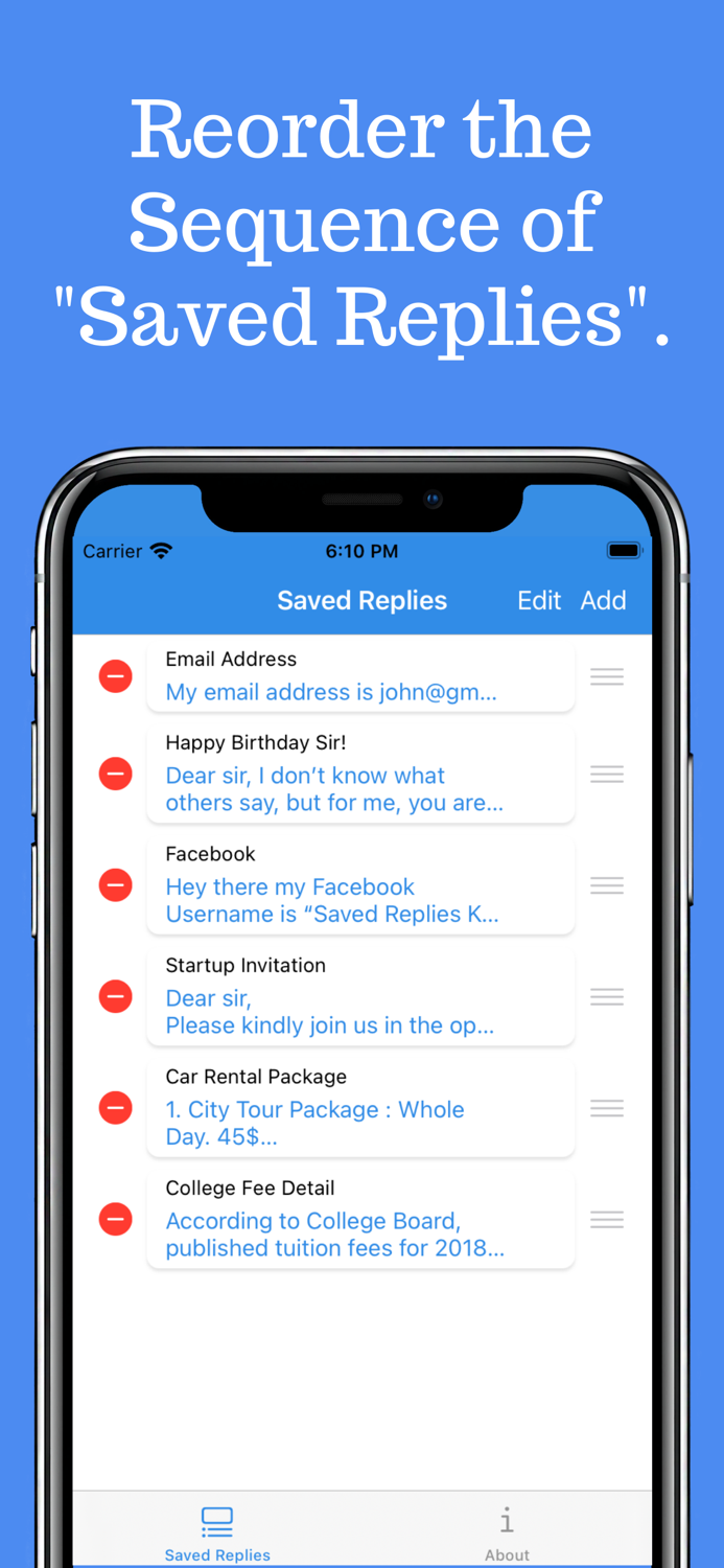 Saved Replies Keyboard