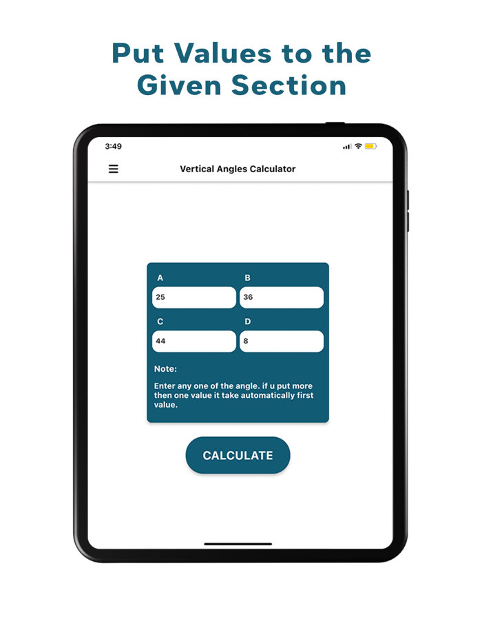 Vertical Angles Calculator