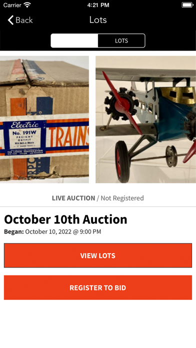 Harris Toy Train Auctions Screenshot