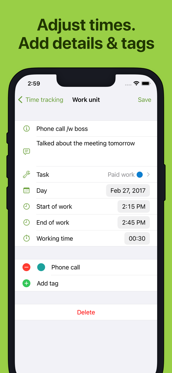 WorkingHours • Time Tracking