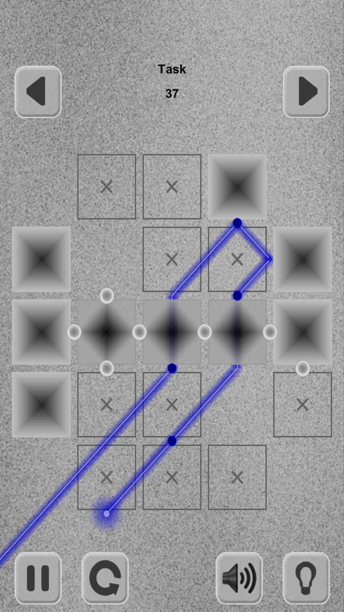 Lazers Puzzle. Colored rays