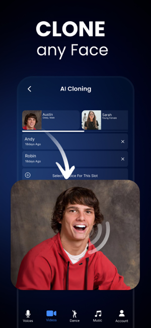 ‎Voice & Face Cloning: Clony AI Capture d'écran