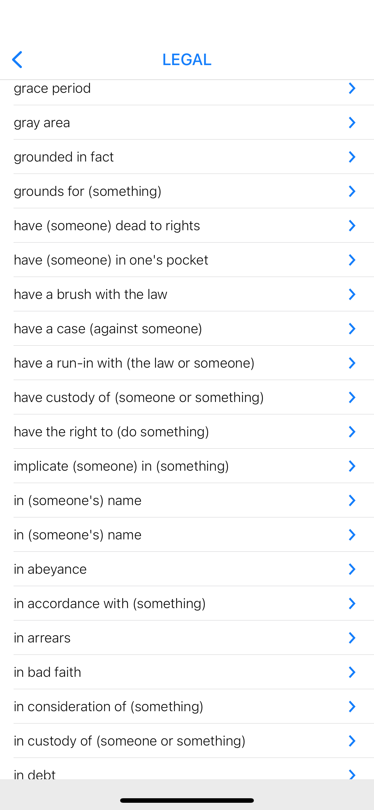 Legal & Color idioms