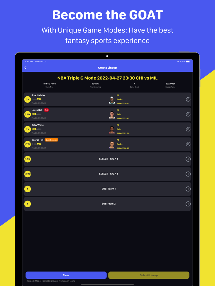 Goat Draft Fantasy Sports