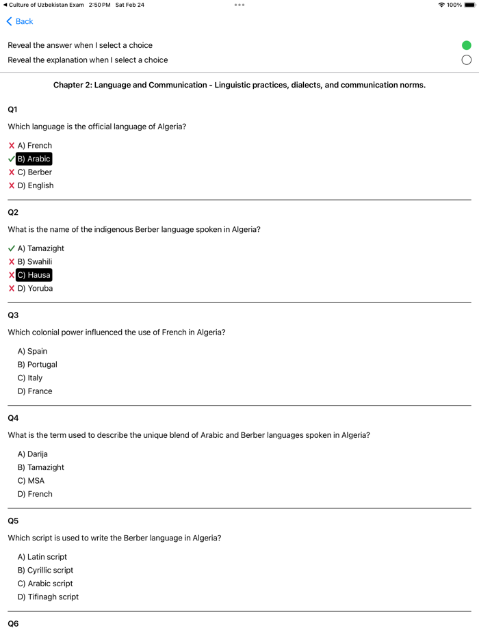 Culture of Algeria Exam