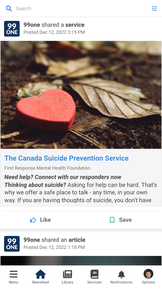 #2. 99one (iOS) 由: First Response Mental Health