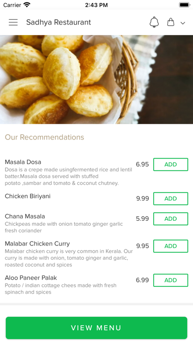 Sadhya Restaurant Screenshot