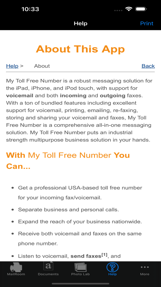 My Toll Free Number + Fax, VM - 5.0 - (iOS)