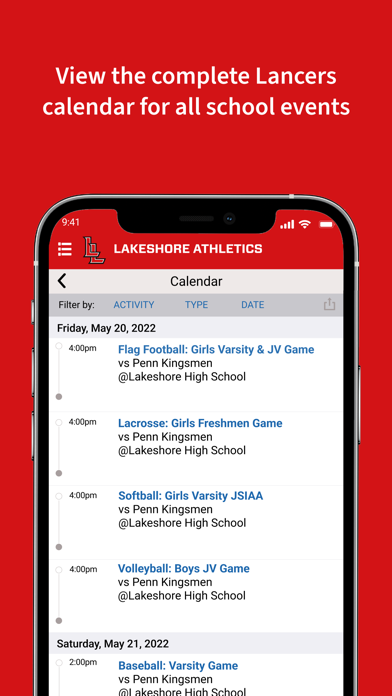 Lakeshore Athletics Screenshot