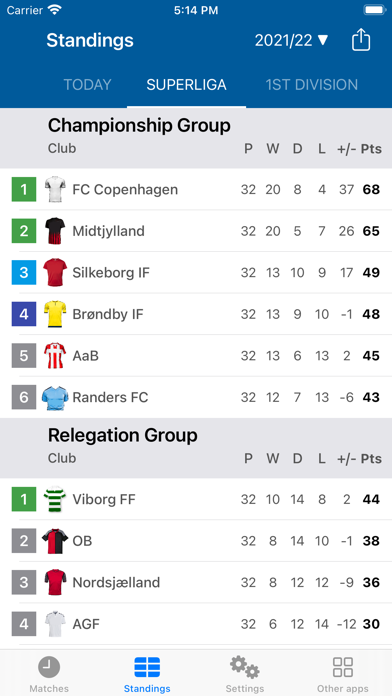 Live Scores Danish Superliga Screenshot