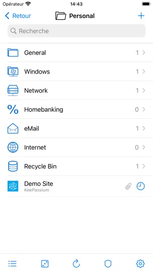 Capture d'écran de KeePassium Pro (KeePass) sur iPhone 3
