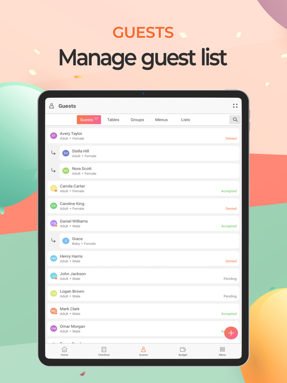 Event Planner: Birthday, Party iPad screenshot 4 - Lifestyle app