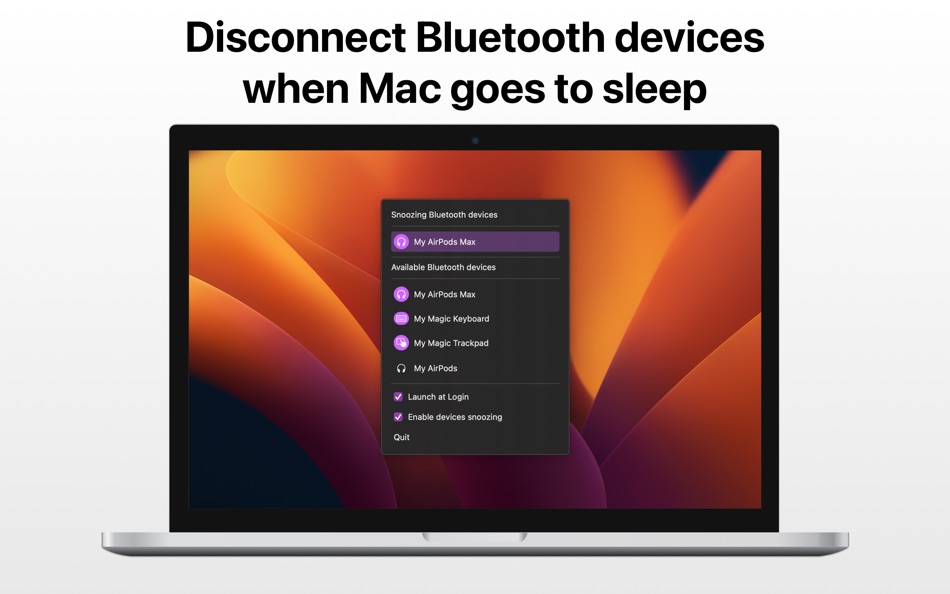 #1. Snooze Bluetooth Devices (macOS) Podle: Siarhei Dzikavitski