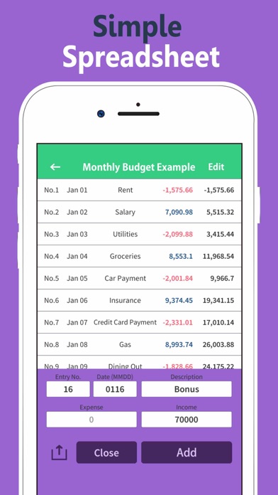 Budget Spreadsheet Calculator Screenshot